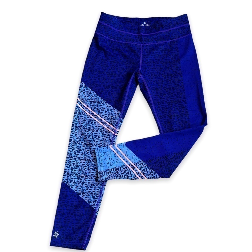 Athleta Leggings Medium Asym Camo Sonar 7/8 Compression Tights Mixed Print Yoga